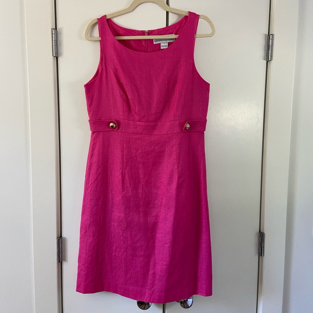 Jessica Howard Fuchsia Pink Sleeveless Sheath Dress - Size 12 - Gold Hardware